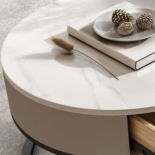 Frame Base Design Round Glass/artificial Table Metal Base Coffee Table