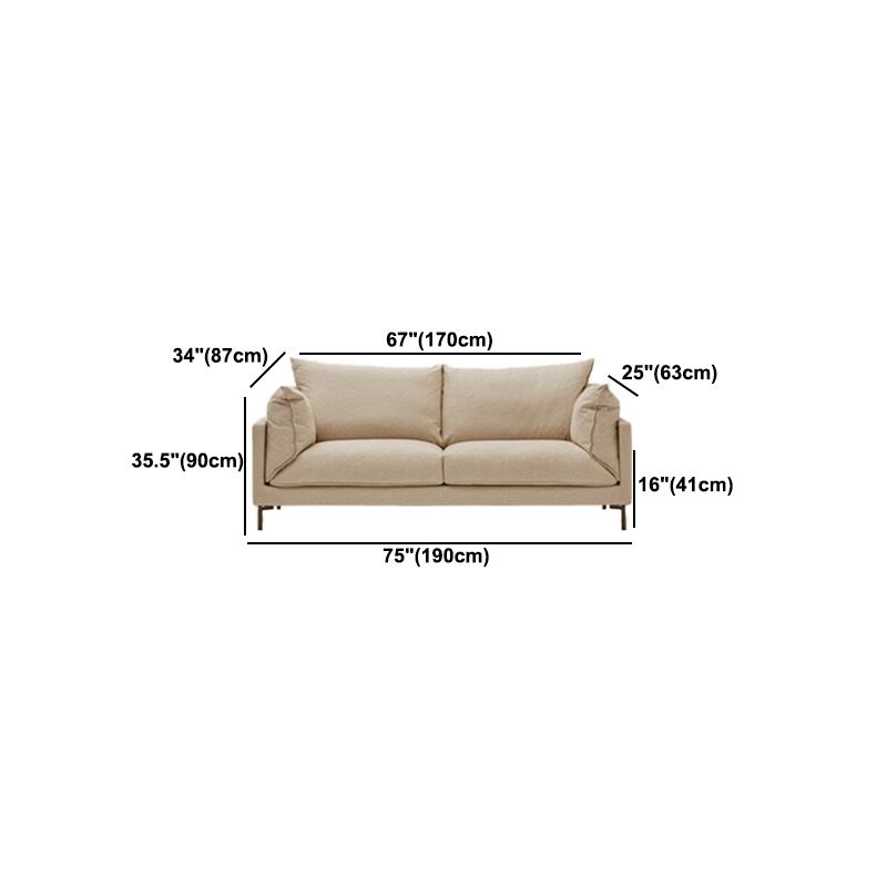 2つの枕を備えたモダンなソファ標準枕トップアームファブリックソファ