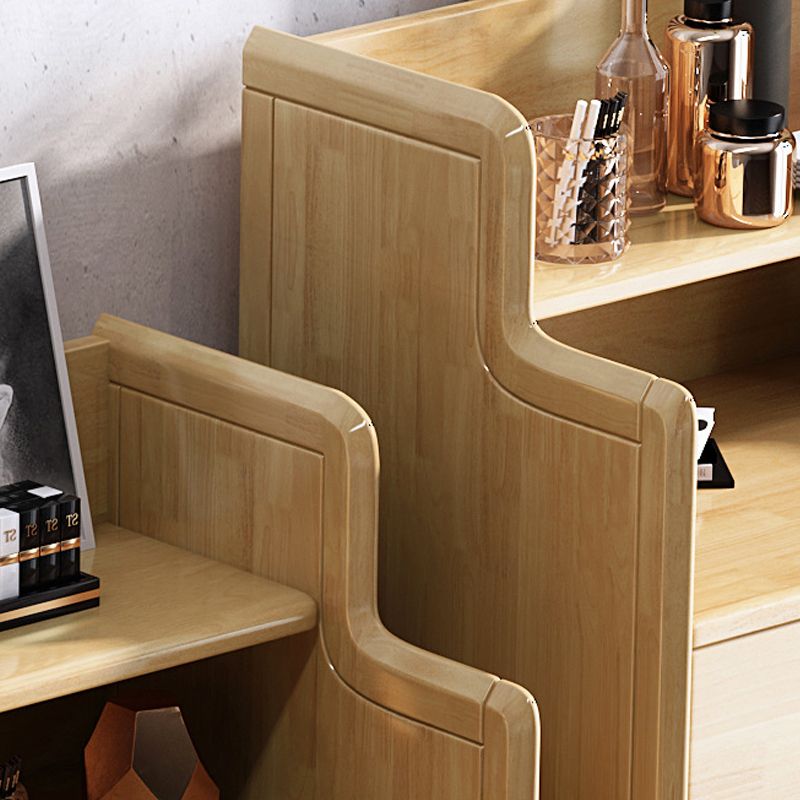 Glam Bedroom Storage Chest Vertical Rubber Wood Chest with Drawers