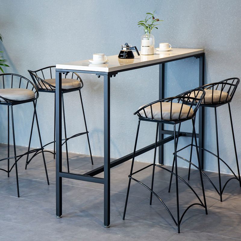 Table de bar de style moderne, bureau de bar de bistro fixe en faux marbre avec repose-pieds