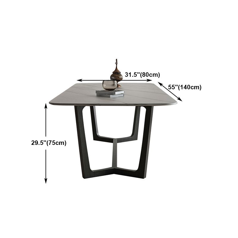 Rectangle Trestle Base Industrial Table White Fixed Table with Sintered Stone Clearhalo 'Dining Tables & Seating' 'Dining Tables' 'dining_table' 'furn' 'furn_dining_table' 'Furniture' 'furniture_dining_table' 'Kitchen & Dining Furniture' 1200x1200_7f6ba2a3-e52f-4555-8e22-ff7079b6861f