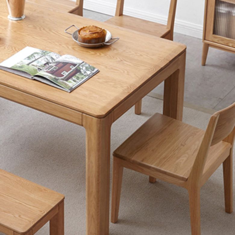 Modern Style Rectangle Oak Solid Wood Dining Table in Natural Clearhalo 'Dining Tables & Seating' 'Dining Tables' 'dining_table' 'furn' 'furn_dining_table' 'Furniture' 'Kitchen & Dining Furniture' 1200x1200_7f6bc908-65d3-4742-8695-39f708229c0b