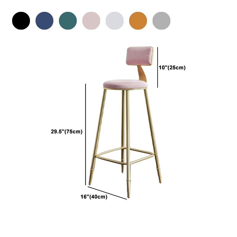 Glam Footrest Counter Stool Fabric Low Back Barstool with 4 Gold Iron Legs Clearhalo 'Bar Furniture' 'Bar Stools' 'bar_stools' 'furn' 'furn_bar_stools' 'Furniture' 'Kitchen & Dining Furniture' 1200x1200_7f6d13ba-fe81-4578-a120-f5c5c5e930b3