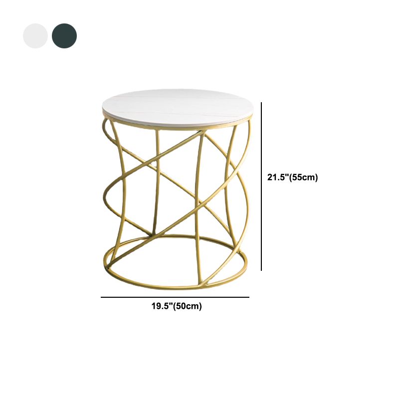 Modern Frame Slate End Table Round Minimalist Side End Table