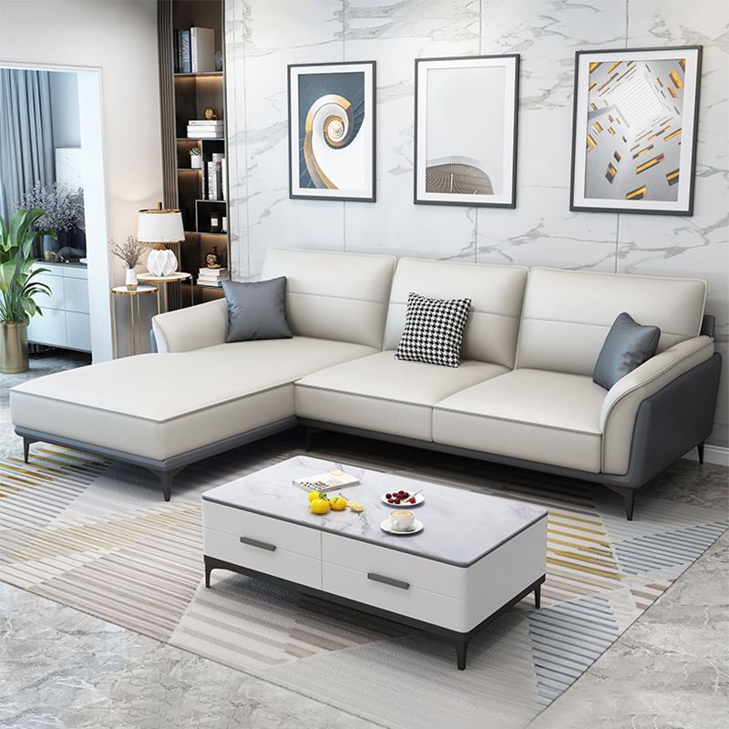 Pain en cuir en cuir canapé sectionnel canapé à bras évasé et chaise