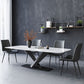 Stone Top Dining Table Rectangle Dining Table with Pedestal for Kitchen