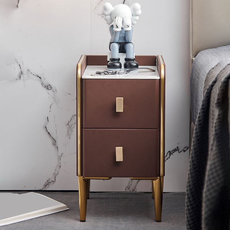 Stone Top Glam Bed Nightsand Stand Night-Artwer 20 pulgadas de madera sólida de madera sólida con piernas