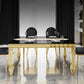 Metal Traditional Luxury Rectangle Indoor Table Glass Top Table with 4 Legs Clearhalo 'Dining Tables & Seating' 'Dining Tables' 'dining_table' 'furn' 'furn_dining_table' 'Furniture' 'furniture_dining_table' 'Kitchen & Dining Furniture' 'kitchen' 'kitchen_dining_table' 1200x1200_7f728239-5d03-4048-be16-3fb372167333