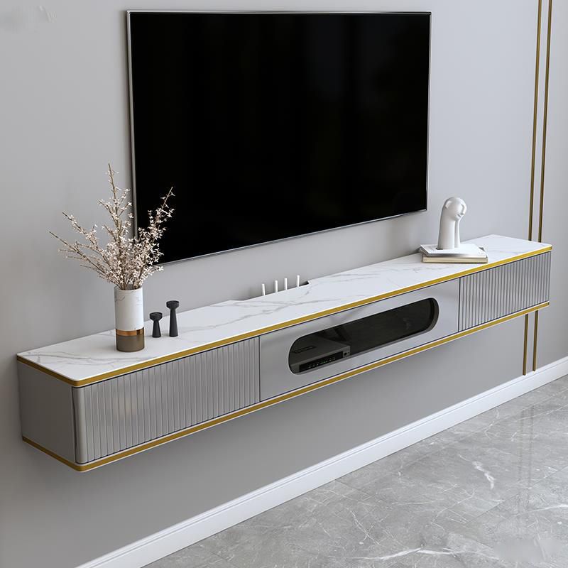 Console de meuble TV mural Console multimédia TV en bois avec 2 tiroirs