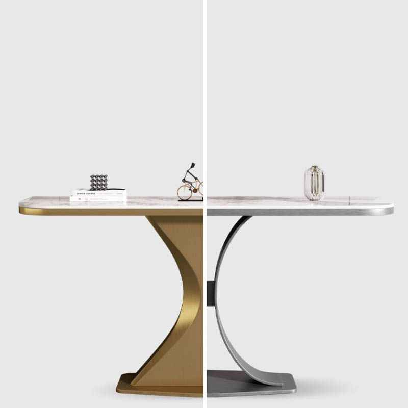 Tavolino moderno console a mezza luna tavolino in oro/grigio