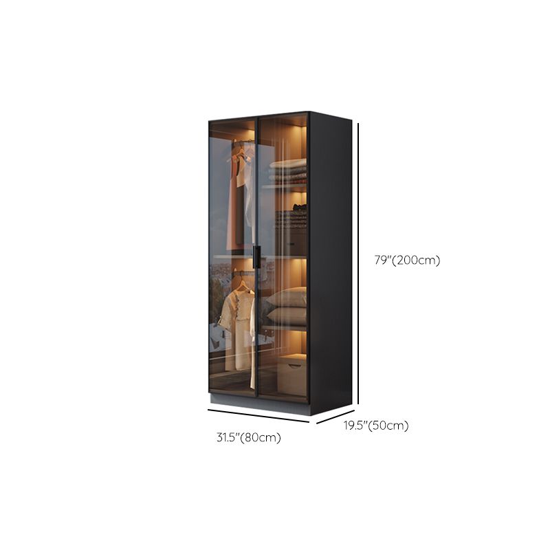 Freestanding Tempered Glass Wardrobe Modern Wardrobe with Garment Rod Clearhalo 'Armoires & Wardrobes' 'armoires_wardrobes' 'Bedroom Furniture' 'furn' 'furn_armoires_wardrobes' 'Furniture' 1200x1200_7f7595d1-aa32-4e13-9bda-a82e901ca2b6