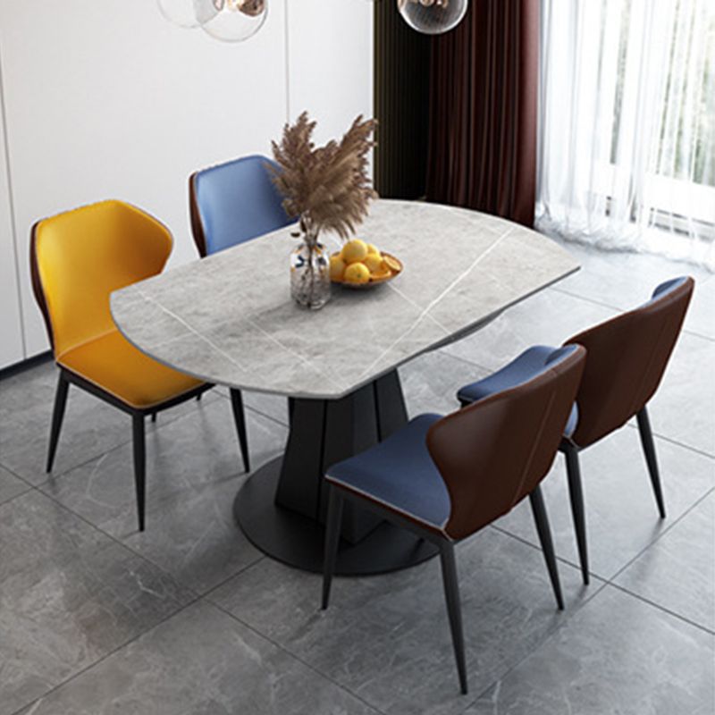 Moderne gesinterde stenen eettafel ronde tafel met metalen poten voor thuisgebruik