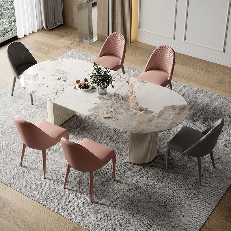 Traditional Luxury Furniture Oval Double Pedestal Dining Room Table for Home Clearhalo 'Dining Tables & Seating' 'Dining Tables' 'dining_table' 'furn' 'furn_dining_table' 'Furniture' 'Kitchen & Dining Furniture' 1200x1200_7f7848f6-ec5f-4f9c-a8ed-7ed3a3453b30