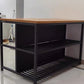 Wood Prep Table with Metal Base Rectangle Island Table for Kitchen
