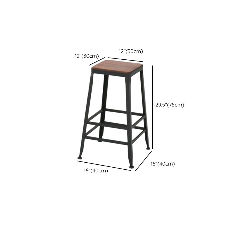 Industrial Metal Legs Indoor Bar Stool Black Base with Footrest