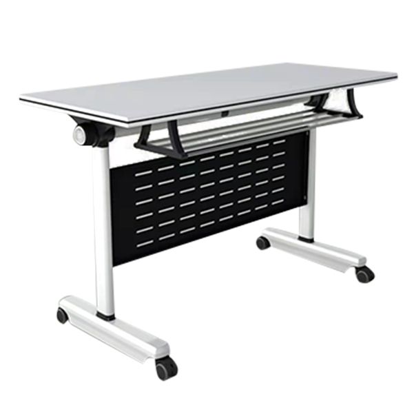 Escritorio plegable blanco escritorio fabricado con escritorio rectangular de madera fabricada con ruedas con ruedas