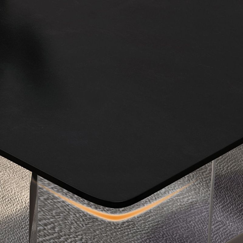 Modern Rectangle Dining Table Black Top Sintered Stone Table for Home Clearhalo 'Dining Tables & Seating' 'Dining Tables' 'dining_table' 'furn' 'furn_dining_table' 'Furniture' 'Kitchen & Dining Furniture' 1200x1200_7f7b9b5a-d81b-44da-9c24-b1e08bb1d0f3