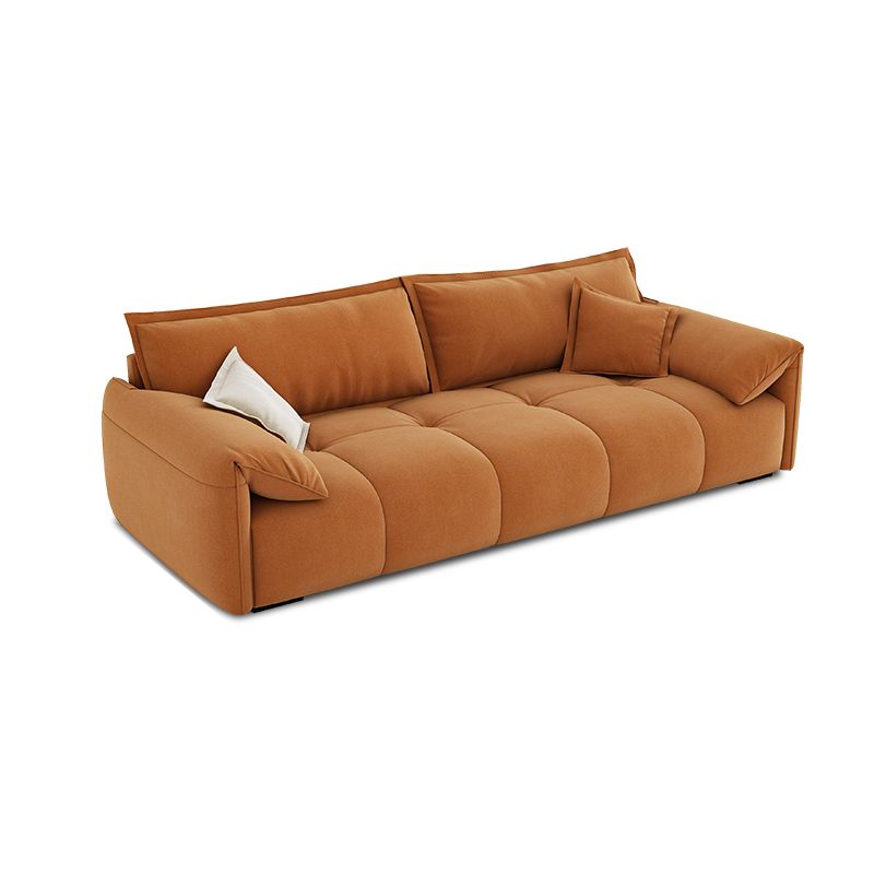 Tufted Loose Back Sofa with Chaise Nordic Pillow Top Arm Sofa in Orange and White Clearhalo 'furn' 'furn_sectionals' 'Furniture' 'Living Room Furniture' 'Sectionals' 1200x1200_7f7c274c-bc59-4fd8-88bf-e2647fb2c603