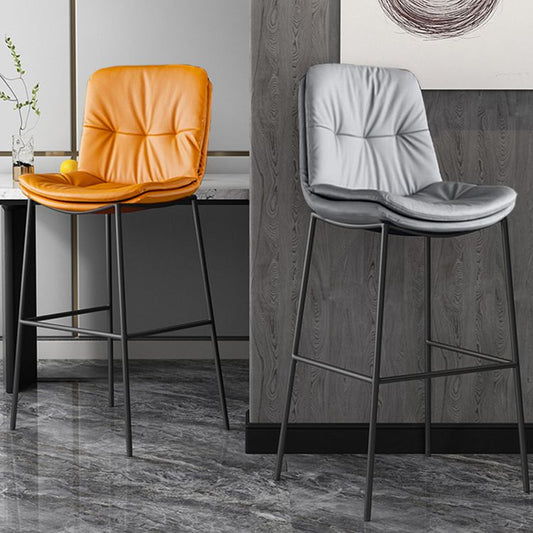 Contemporary Metal Leather Bar Stools Indoor Barstool with Cushion and Low Back Clearhalo 'Bar Furniture' 'Bar Stools' 'bar_stools' 'furn' 'furn_bar_stools' 'furniture_bar_stools' 'Kitchen & Dining Furniture' 'kitchen&dining_furn' 'kitchen' 'kitchen_furn' Furniture' 1200x1200_7f7d8fa0-4c63-40f2-8f60-398aededf6fd
