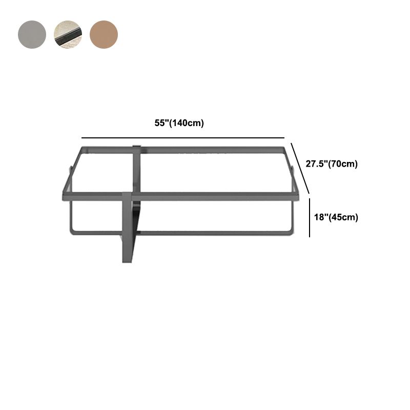 Tavolino da caffè con vetro rettangolo contemporaneo con base a croce in acciaio