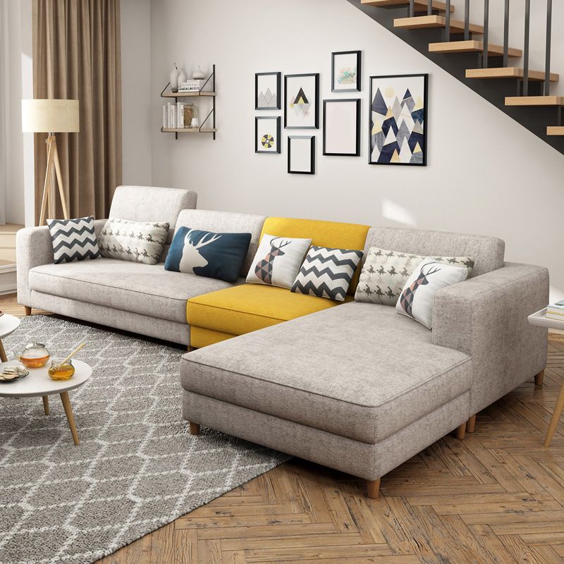 Contemporary Sectional with Adjustable Pillow Back and Square Arms Clearhalo 'furn' 'furn_sectionals' 'Furniture' 'Living Room Furniture' 'Sectionals' 1200x1200_7f7f9256-7275-42c5-a024-01c01cc0e308