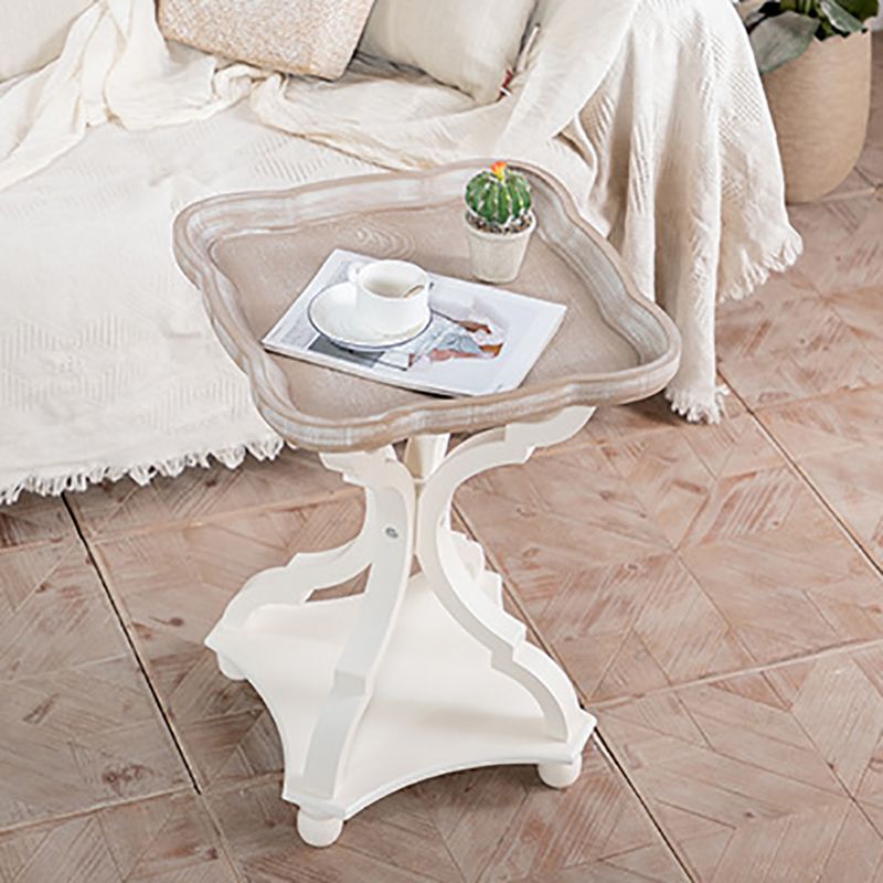 Rustic Side Table Solid Wood 4 Legs Distressed Living Room End Table