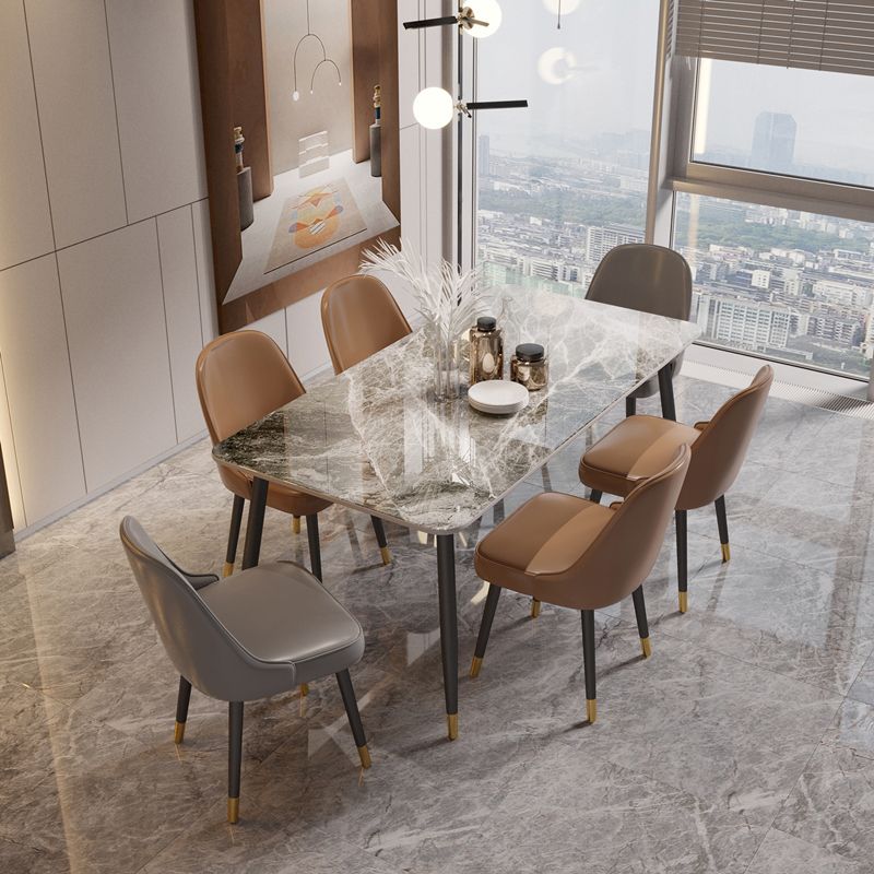 Traditional Luxury Dining Table Rectangle Sintered Stone Table with 4 Legs Clearhalo 'Dining Tables & Seating' 'Dining Tables' 'dining_table' 'furn' 'furn_dining_table' 'Furniture' 'Kitchen & Dining Furniture' 1200x1200_7f82c71e-7617-4420-bd59-279498e8e873