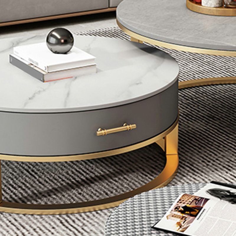 Tavolino in ardesia tavolino tavolino da cocktail rotondo con cassetti di stoccaggio