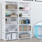 Contemporary Vertical Bookshelf Metal Study Room Bookcase with Fabric Bins