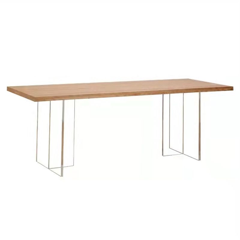 Modern Pine Wood Table Restaurant Dining Table with Acrylic Double Pedestal Base Clearhalo ' dining_table' 'Dining Tables & Seating' 'Dining Tables' 'furn' 'furn_dining_table' 'Furniture' 'furniture_dining_table' 'Kitchen & Dining Furniture' 'kitchen&dining_furn' 'kitchen' 'kitchen_dining_table' 1200x1200_7f8ce947-df98-4c4e-bc4b-82fac2897902
