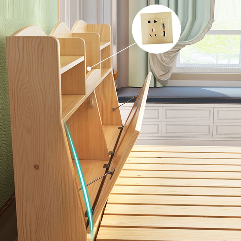 Cabecera de marco de cama de madera sólida Camino estándar con almacenamiento en brone ligero