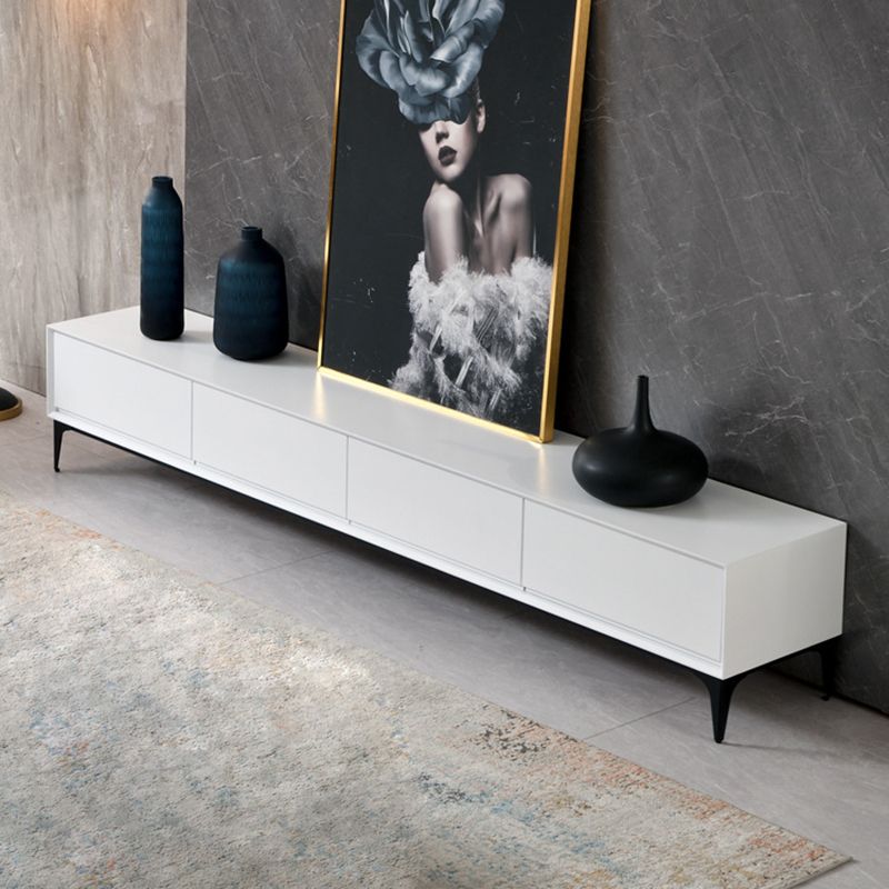 16,5 "H Console TV, bois d'ingénierie 3/4 tiroirs TV Stand en blanc