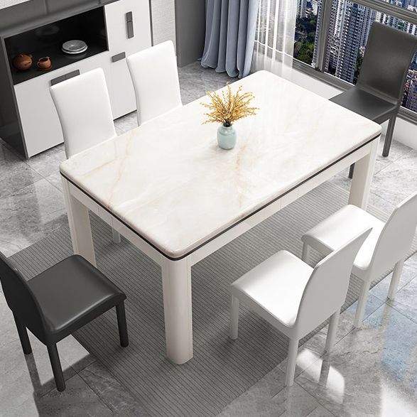 Mid-Century Style Marble Dining Table 4 Legs Wood Base Rectangle Table for Home Clearhalo ' dining_table' 'Dining Tables & Seating' 'Dining Tables' 'furn' 'furn_dining_table' 'Furniture' 'furniture_dining_table' 'Kitchen & Dining Furniture' 'kitchen&dining_furn' 'kitchen' 'kitchen_dining_table' 1200x1200_7f8daf1f-aad5-47f5-a183-c8bd9370919a