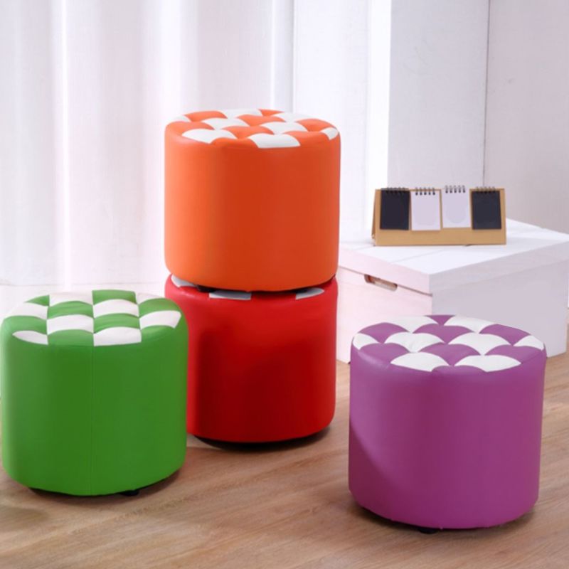 Contemporary Pouf Ottoman Faux Leather Tufted Square Pattern Cylinder Shape Ottoman Clearhalo 'furn' 'furn_ottomans_poufs' 'Furniture' 'Living Room Furniture' 'Ottomans & Poufs' 'ottomans_poufs' 1200x1200_7f8df341-f47e-45f0-97b0-d9bb9cc33259