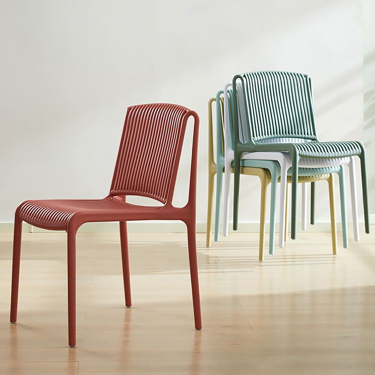 Scandinavian Stackable Armless Dining Chairs Plastic Slat Back Side Chair Clearhalo ' kitchen&dining_furn' 'Dining Chairs' 'Dining Tables & Seating' 'dining_chair' 'furn' 'furn_dining_chair' 'Furniture' 'furniture_dining_chair' 'Kitchen & Dining Furniture' 'kitchen' 1200x1200_7f8fe124-31bc-48cc-959c-fefd5f8f7615