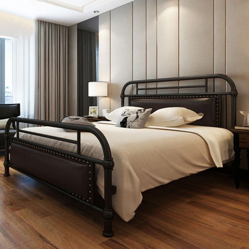 Industrial Nailhead Upholstered Bed Frame Metal 43.3" Tall Bed Clearhalo 'Bedroom Furniture' 'Beds' 'furn' 'furn_beds' 'Furniture' 1200x1200_7f9015a2-023a-4f29-af64-b56ea3b76747