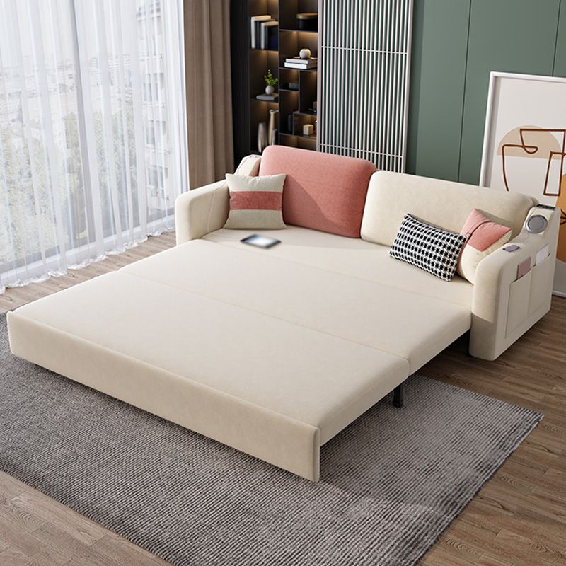 Convertible Sofa Bed with Storage Velvet Sloped Arm Futon Sofa Bed Clearhalo 'furn' 'furn_sofas' 'Furniture' 'furniture_sofas' 'kitchen' 'kitchen_sofas' 'Living Room Furniture' 'Sofa' 'sofas' 1200x1200_7f90f162-8982-4869-bcd1-f7ef877581d8