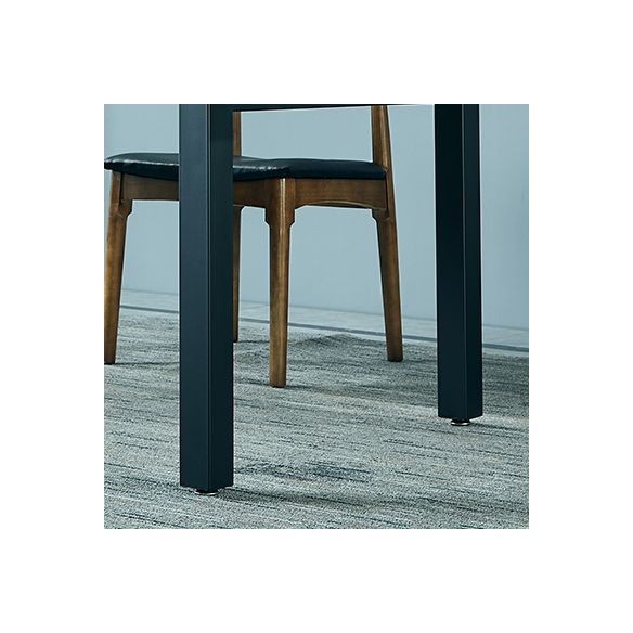 Traditional Style Solid Wood Dining Set with Walnut Table and 4 Black Legs Base Clearhalo 'Dining Room Sets' 'Dining Tables & Seating' 'dining_room_set' 'furn' 'furn_dining_room_set' 'Furniture' 'furniture_dining_room_set' 'Kitchen & Dining Furniture' 'kitchen&dining_furn' 'kitchen' 1200x1200_7f92ac45-1650-43fa-94f1-576321bc23a2