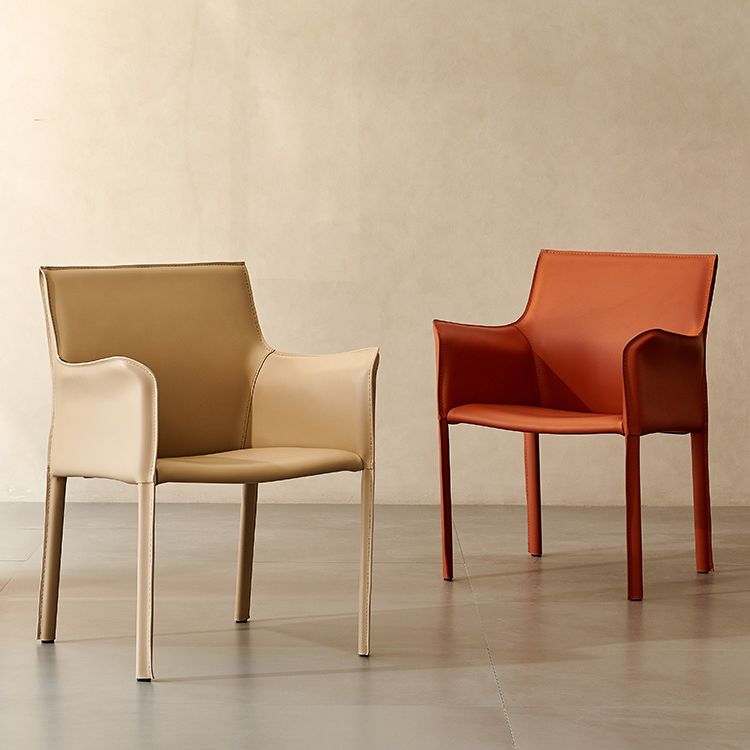 Silla de comedor de brazo moderno de cuero de cuero de la espalda baja de la espalda lateral