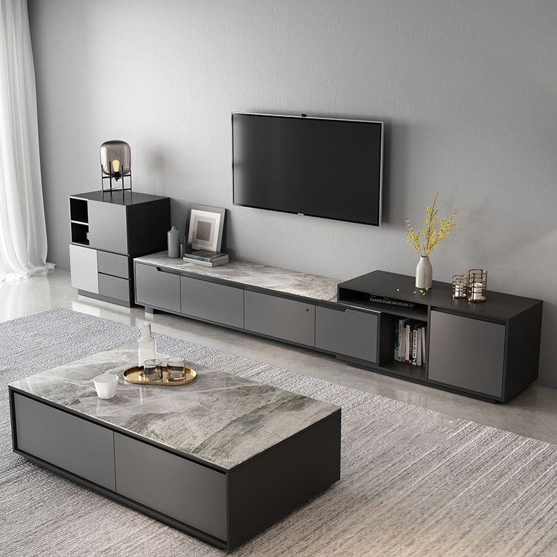 Modern TV Stand With Glide Drawer , Grey , TV Cabinet with Storage Clearhalo 'furn' 'furn_tv_stands_entertainment_centers' 'Furniture' 'Living Room Furniture' 'TV Stands & Entertainment Centers' 'TV Stands & Media Storage Furniture' 'tv_stands_entertainment_centers' 1200x1200_7f94f27b-30fa-4d13-9a57-7241e5c3b69d