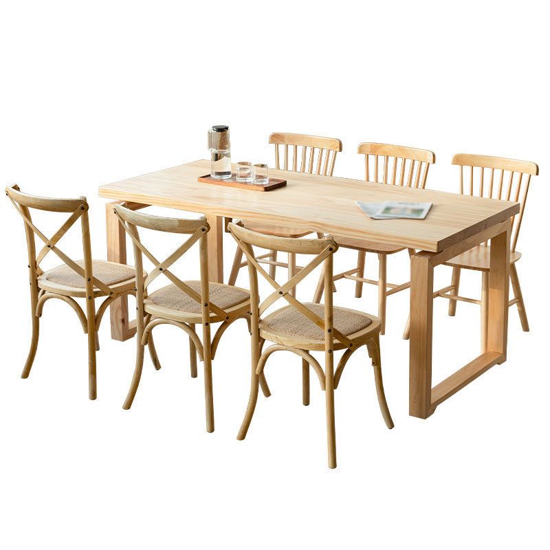 Pine Wood Dining Table in Nature Modern Table with Double Pedestal for Restaurant Clearhalo ' dining_table' 'Dining Tables & Seating' 'Dining Tables' 'furn' 'furn_dining_table' 'Furniture' 'furniture_dining_table' 'Kitchen & Dining Furniture' 'kitchen&dining_furn' 'kitchen' 'kitchen_dining_table' 1200x1200_7f95d5be-e5ba-4928-a9d6-4a393223f514