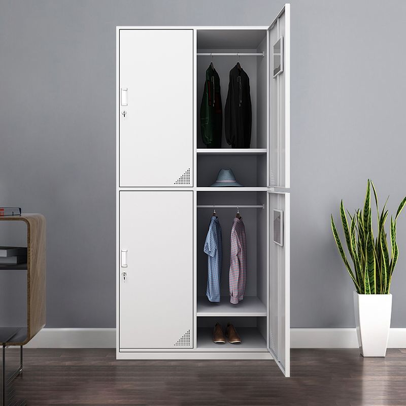 Hinged Wardrobe Cabinet with Mirror Contemporary Steel Wardrobe Armoire Clearhalo 'Armoires & Wardrobes' 'armoires_wardrobes' 'Bedroom Furniture' 'furn' 'furn_armoires_wardrobes' 'Furniture' 1200x1200_7f964d10-a0eb-4c61-a7cd-1bc3b005157e