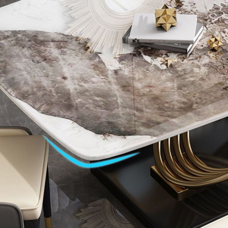 Glam Style Furniture Rectangle Stone Dining Room Table for Dining Room Clearhalo 'Dining Tables & Seating' 'Dining Tables' 'dining_table' 'furn' 'furn_dining_table' 'Furniture' 'Kitchen & Dining Furniture' 1200x1200_7f983882-bfec-4b28-9b88-309e3a2b504a
