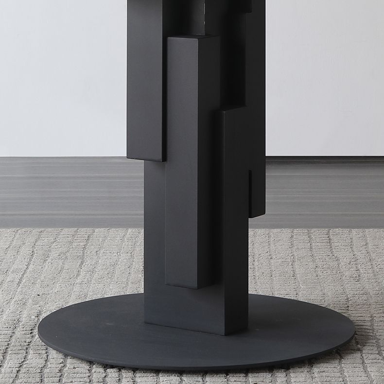 Modern Round Dinette Set 1/4/5/7 Pieces Black Dining Table Set with Sintered Stone Top Clearhalo 'Dining Room Sets' 'Dining Tables & Seating' 'dining_room_set' 'furn' 'furn_dining_room_set' 'Furniture' 'furniture_dining_room_set' 'Kitchen & Dining Furniture' 1200x1200_7f984447-b0a5-45af-ae3d-75b26103280b