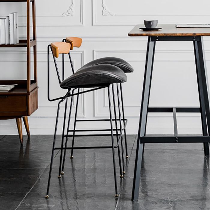 Industrial Leather Bristol Stool Matte Finish Footrest Low Back Barstool Clearhalo 'Bar Furniture' 'Bar Stools' 'bar_stools' 'furn' 'furn_bar_stools' 'Furniture' 'furniture_bar_stools' 'Kitchen & Dining Furniture' 1200x1200_7f9894ba-7724-4e23-8c8f-a3b4e29133d3
