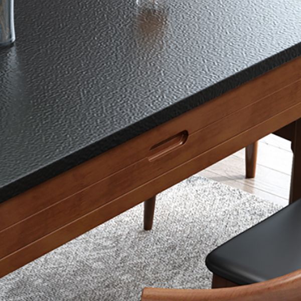 Modern Stone Scalable Dining Table Solid Wood Leg for Dining Room Clearhalo 'Dining Tables & Seating' 'Dining Tables' 'dining_table' 'furn' 'furn_dining_table' 'Furniture' 'Kitchen & Dining Furniture' 1200x1200_7f995d7b-df78-4fd0-a9bd-3f1965c2c4db
