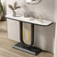 Black Pedestal Table Modern Half Moon Accent Tablel for Hall