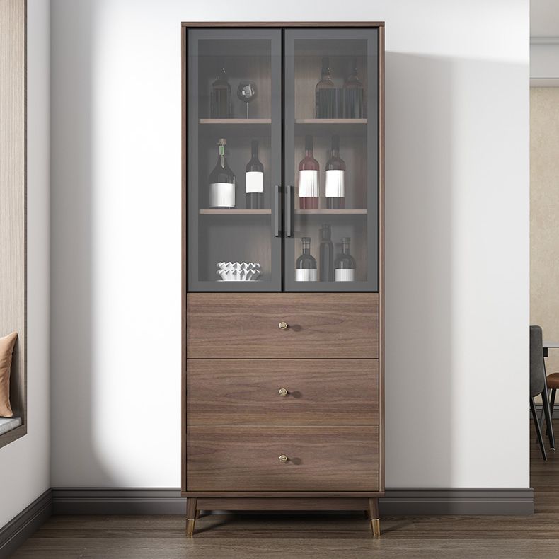 Puerta de vidrio de piso moderna de madera de madera fabricada en marrón