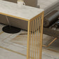 Modern Bar-height Table Faux Marble Top Bistro Pub Table with 2 Shelves Clearhalo 'Bar Furniture' 'Bar Tables' 'bar_tables' 'furn' 'furn_bar_tables' 'Furniture' 'Kitchen & Dining Furniture' 1200x1200_7f9c91e4-7910-4b5d-864a-a3f6a25d7544