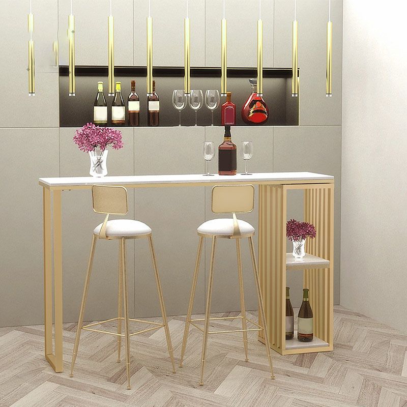 Bar-Höhentisch aus Kunstmarmor, moderner Bistrotisch mit 2 Ablagen